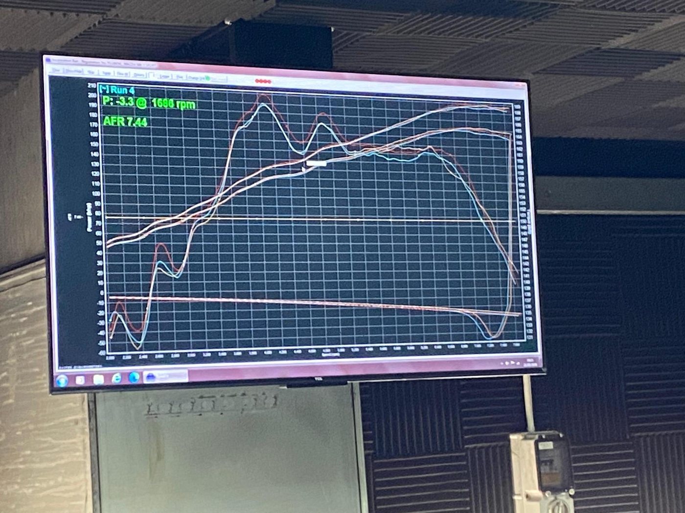 Dyno software showing power, torque and AFR traces for a run