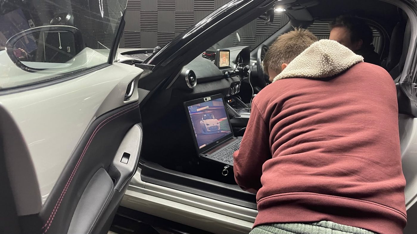 Live mapping from a laptop in the passenger footwell during a dyno session
